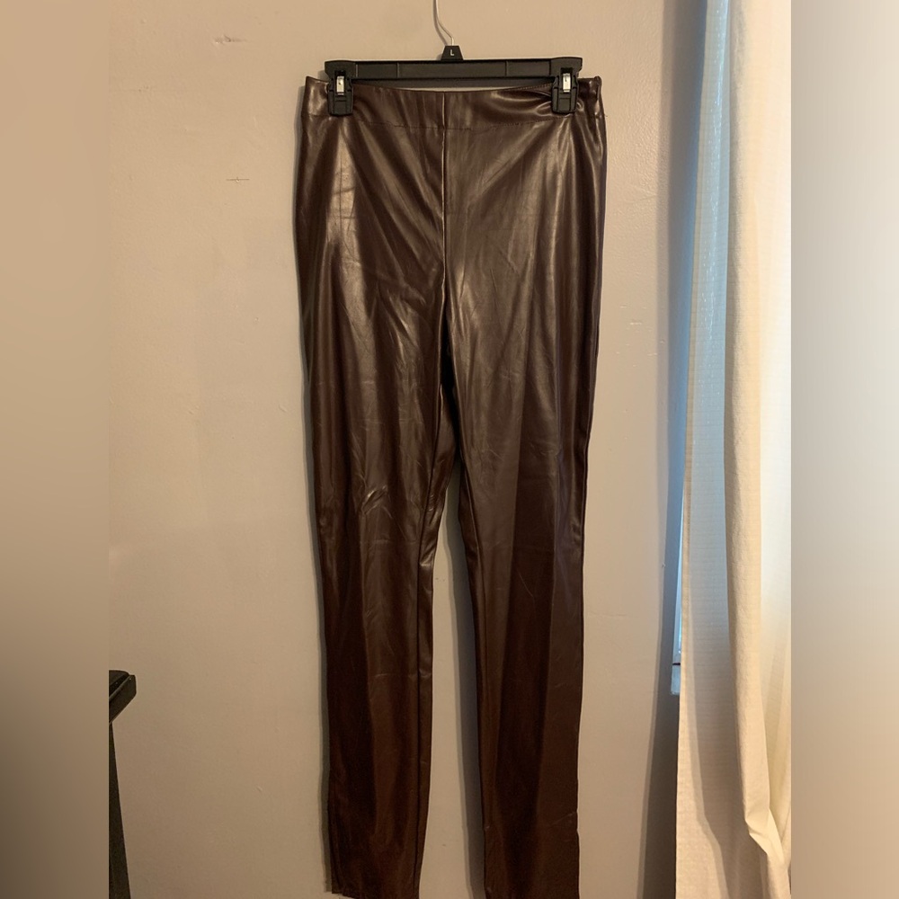 Faux Dark Brown Leather Pants
